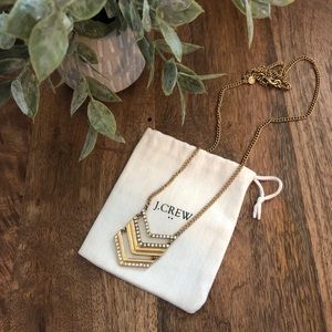 J Crew gold and crystal v long necklace